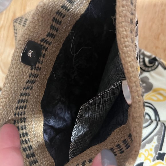 Handmade New Yellow black Paisley Print Purse Bag with Small Coin or Wallet - Picture 2 of 11